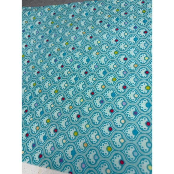 Nancy Halvorsen Curiosities Cotton Fabric 1/2 yard x 44" Turquoise Retro Print b - Picture 5 of 11